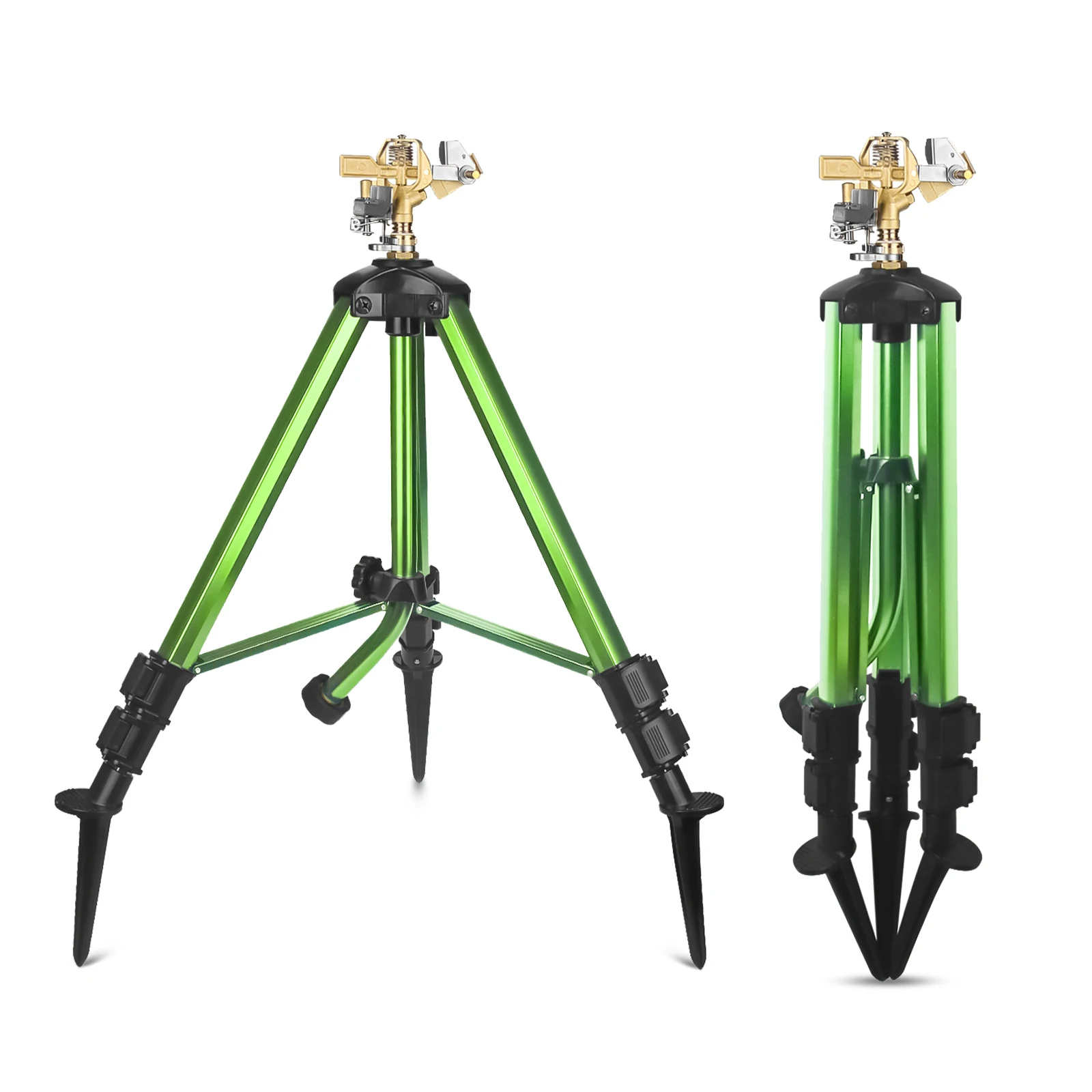 Lawn Garden Irrigation Impact Sprinkler on Tripod Base Lawn Sprinkler 1/2'' Connector Extension Legs Flip Locks Water Sprinkler