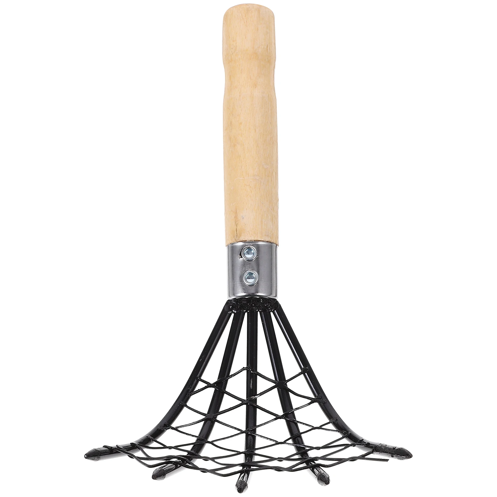 1Pcs Stainless Steel Clam Rake Black Wooden Handle Ergonomic Comfortable Net Bag Rust Proof Seafood Digging Rake