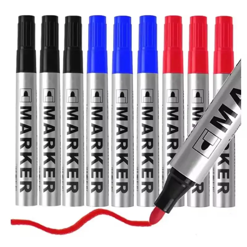 Stylo marqueur de peinture permanent, 2mm, noir, imperméable, pour pneus, marqueurs gras, séchage rapide, stylo signature, fournitures de papeterie, 5 pièces