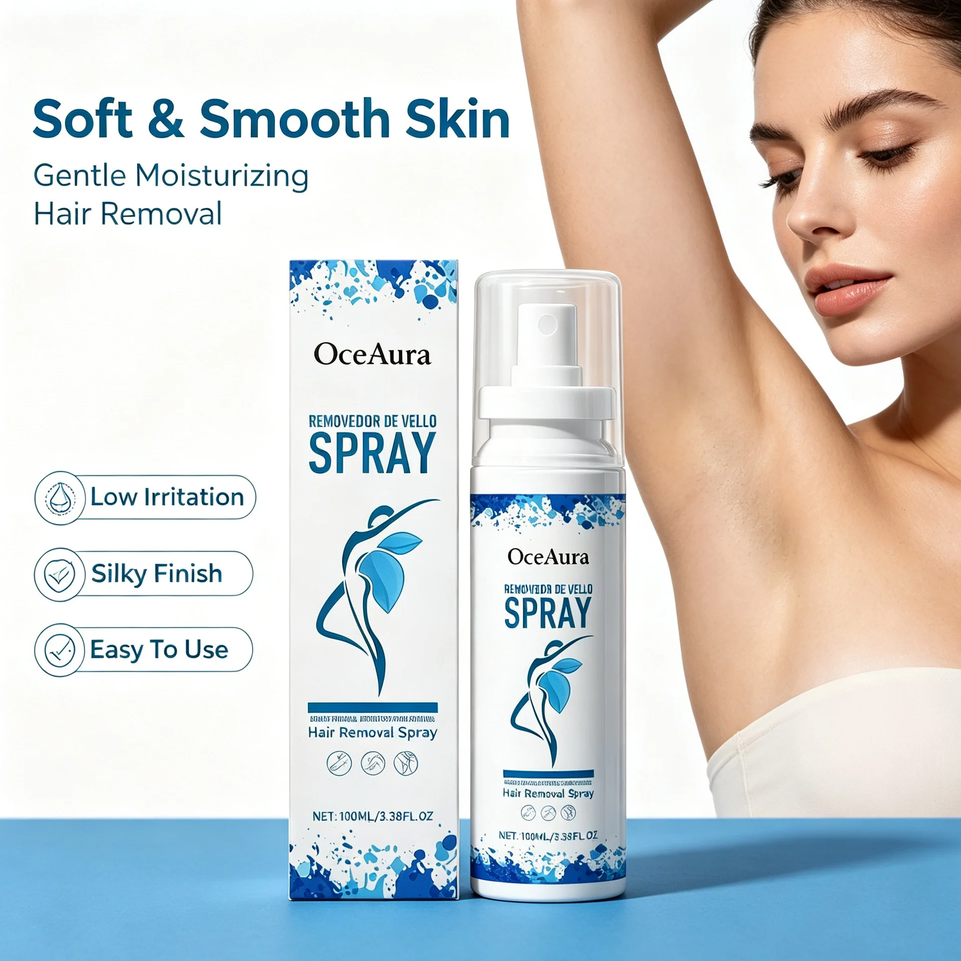 Moisturizing Painless Hair Removal Spray Gentle Depilatory Spray Hair Growth Inhibitor Silky Smooth For Full Body Men Women