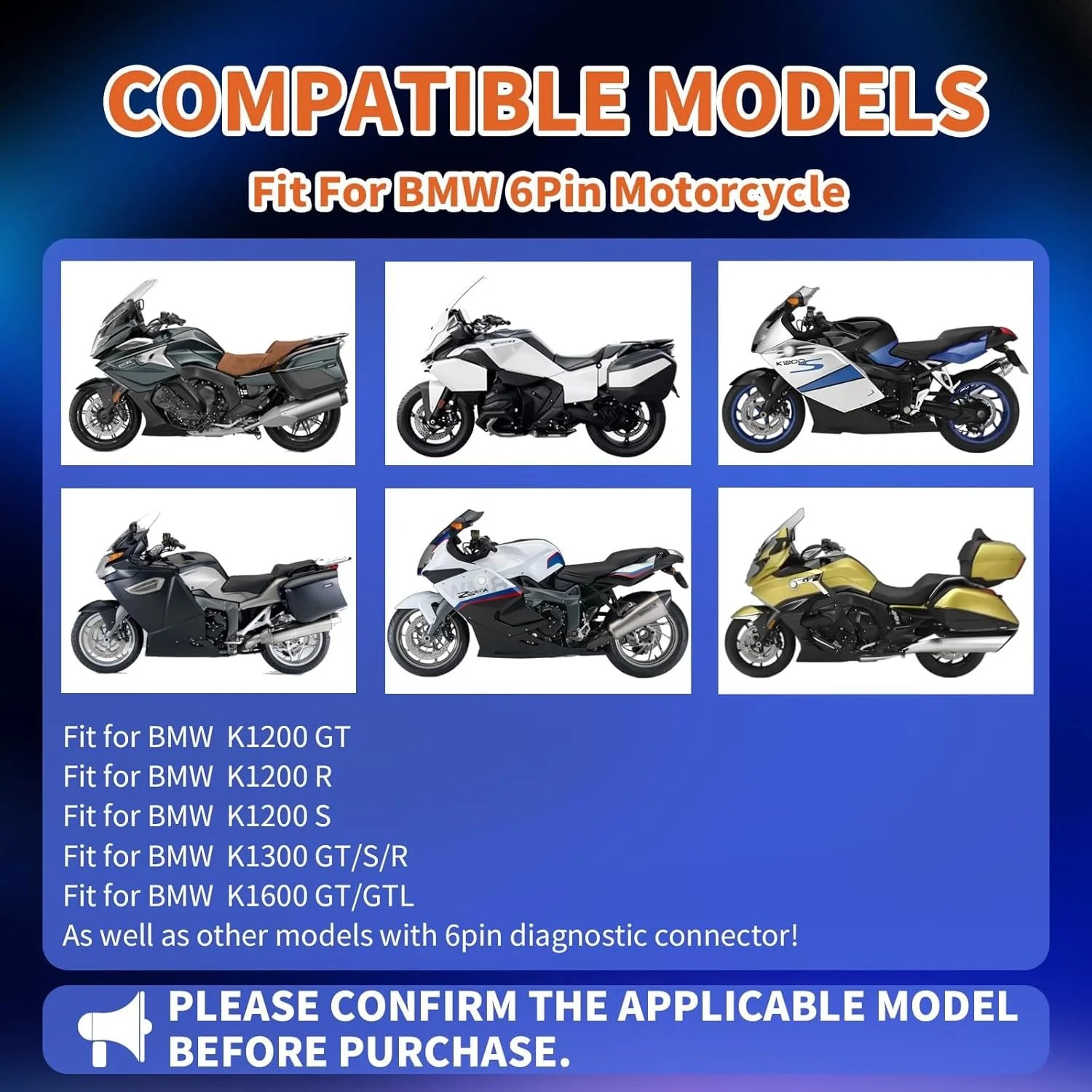 Picture 5: 6Pin To 16 Pin Motorcycle OBD Adaptors OBD2 Diagnostic Cable Extension Connectors Wire For BMW K1200 K1300 GT R S K1600 GT GTL