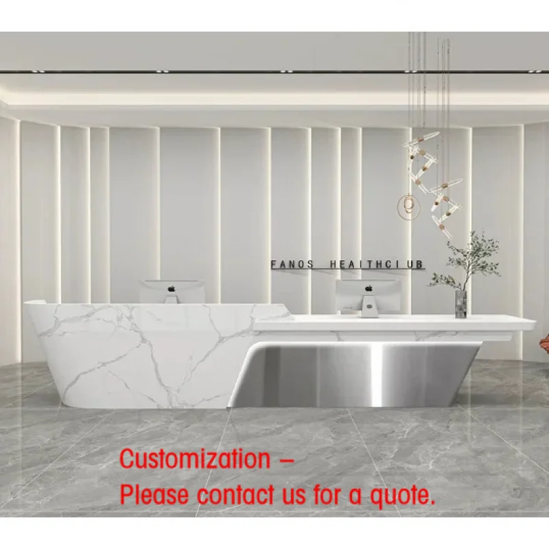 custom.Premium Custom-Made Modern Marble Reception Desk Commercial Use Office Furniture Hotel Nails Salon Front Reception De