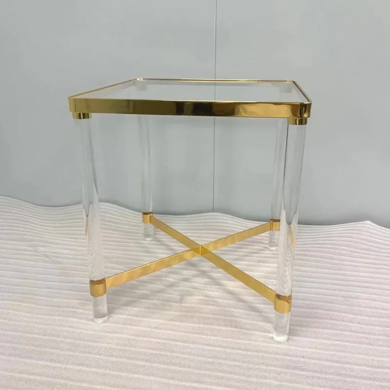 Modern light luxury square acrylic edge tab le, villa/model room/hotel high-end coff ee tab le