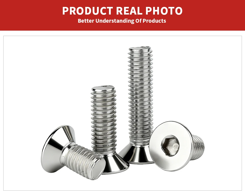 304 Edelstahl Innensechskantschraube mit Senkkopf DIN7991 M3 M4 M5 M6 M8 M10 M12 Innensechskantschraube Hardware-Befestigungselement – Detail 6