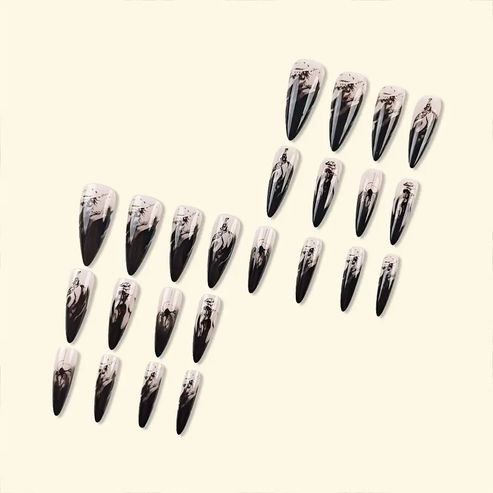 24/30 pièces épices paillettes faux ongles doré fleur française tache faux ongles encre peinture couverture complète ongles conseils pour femmes fille