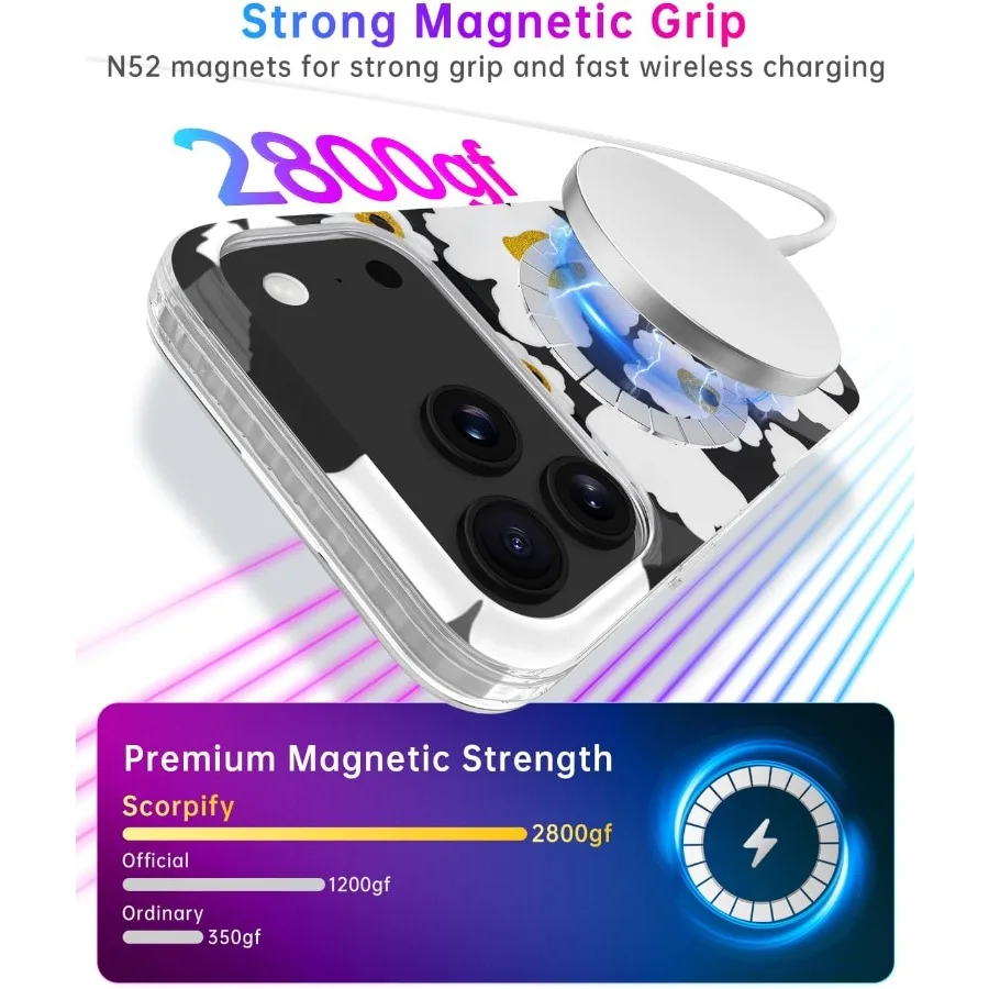 حافظة لهاتف آيفون 17 برو مع تصميم زهور الخشخاش الذرة السوداء للنساء والفتيات، غطاء هاتف مغناطيسي نحيف متوافق #4