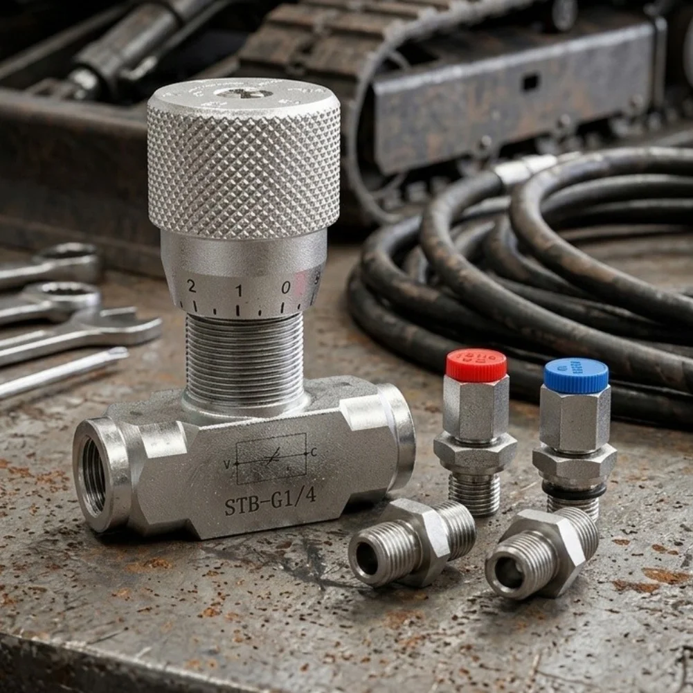 G1/4 Flow Control Valve for Hydraulic Systems on Excavators Weighing For 0.8 for ton to 2 for ton with Standard Port Dimensions