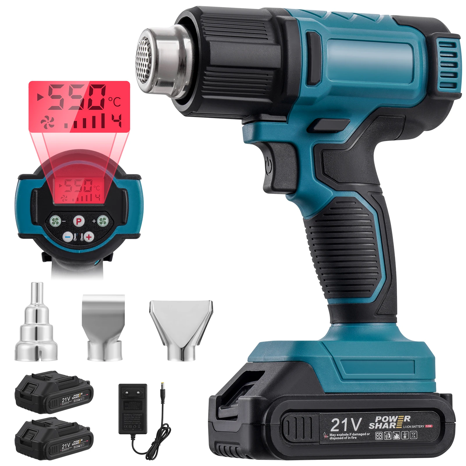 Cordless Heat Gun 350W Hot Air Gun for Makita Battery with 3 Nozzles Adjustable Temperature Industrial Home Use Lightweight