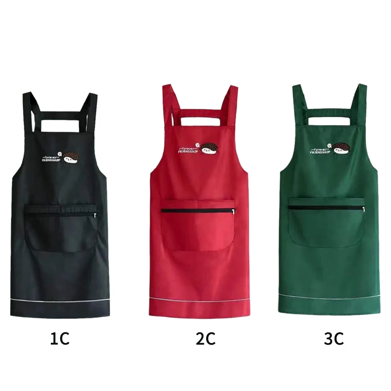 Fashionable Waterproof Apron With Zipper Pockets Waterproof Fabric Cooking Apron