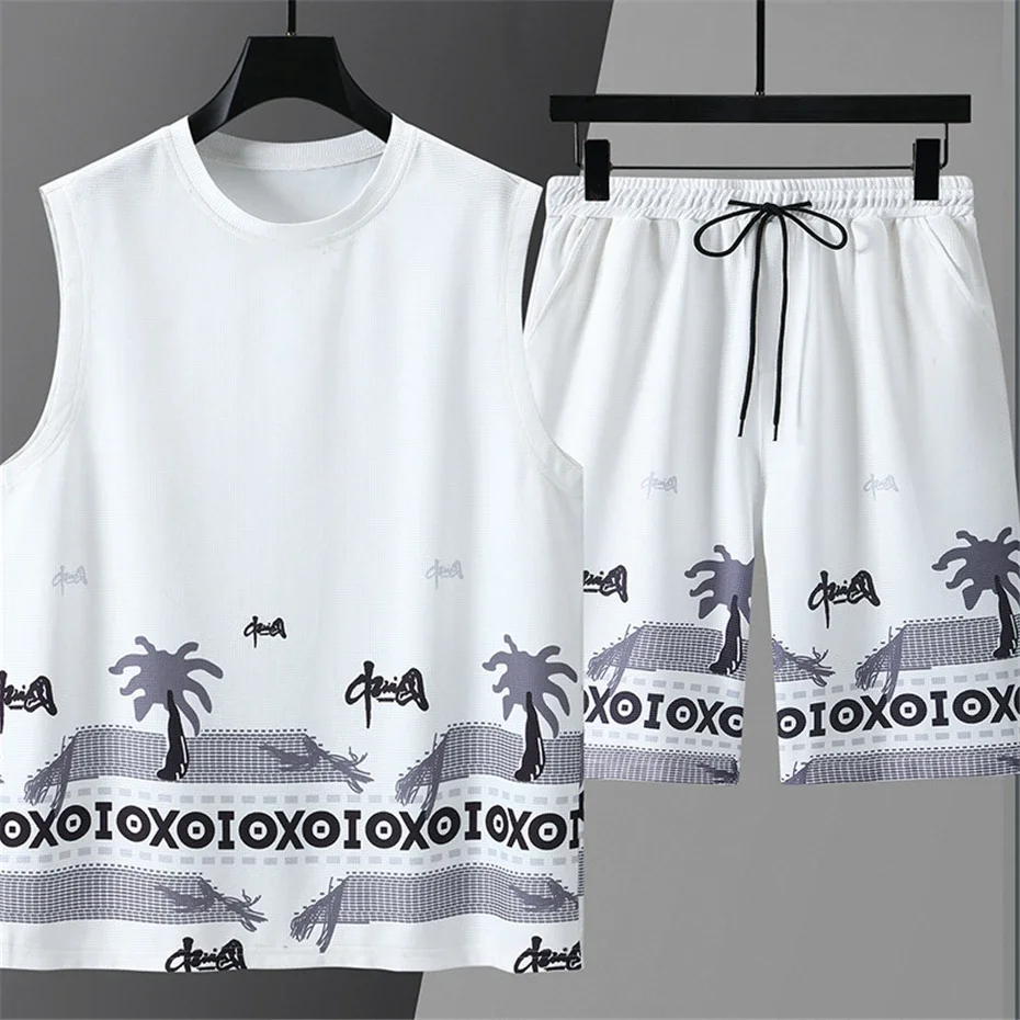 

DIANRUO Summer Tracksuits Plus Size 11XL Beach Sets Fashion Casual O-neck Tanks Tops Shorts Suits Male Running Sets 트레이닝복 세트 남자
