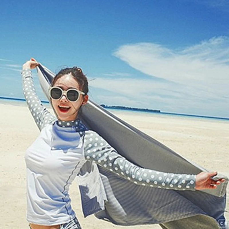 بدلة غطس للنساء انقسام الجسم الحديقة المائية suntan بدلة طويلة الأكمام ملابس السباحة قنديل البحر بدلة الغوص بدلة لركوب الأمواج