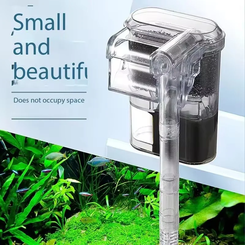 Aquarium Fish Background - Mini-Wandfilter 3-in-1 Aquariumfilter Sauerstoffzirkulationspumpe Geräuscharmer Wasserfallreiniger