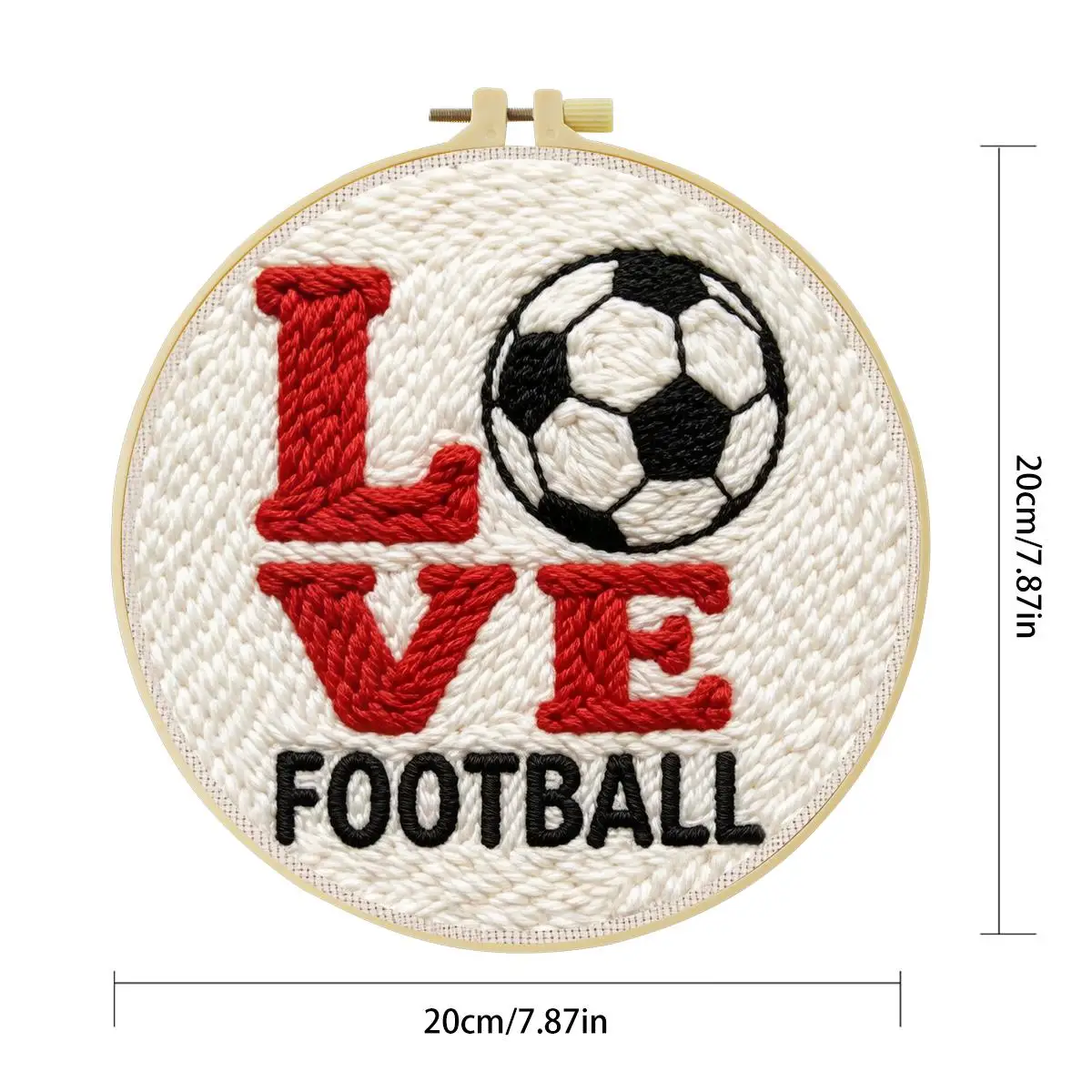 20X20CM/7,87 Zoll Love Football Punch-Nadel-Stickerei-Set, Stickerei, gestrickte Stickerei, DIY, handgemachtes Geschenk, Heimdekoration – Detail 3