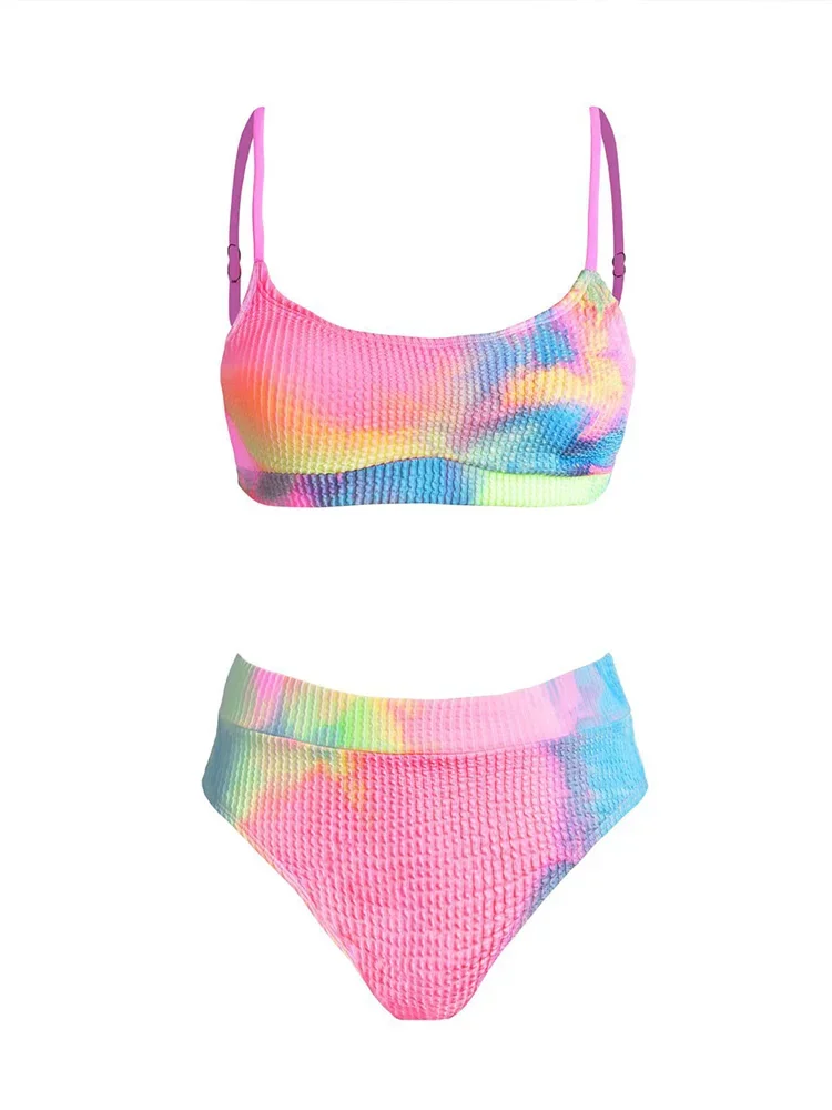 UETEEY Sexy Spaghetti Strap Tie Dye Bikini 2 Piece Set Women Split Beach Vacation Bikinis 2025 New Summer Swimwear Bikinis Set view 4
