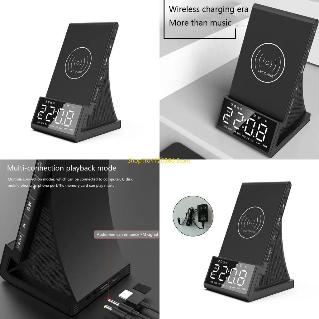 K0EA Digital Speaker Alarm Clock with Wireless /USB Charging Bluetooth-Compatible LED Display Control Function