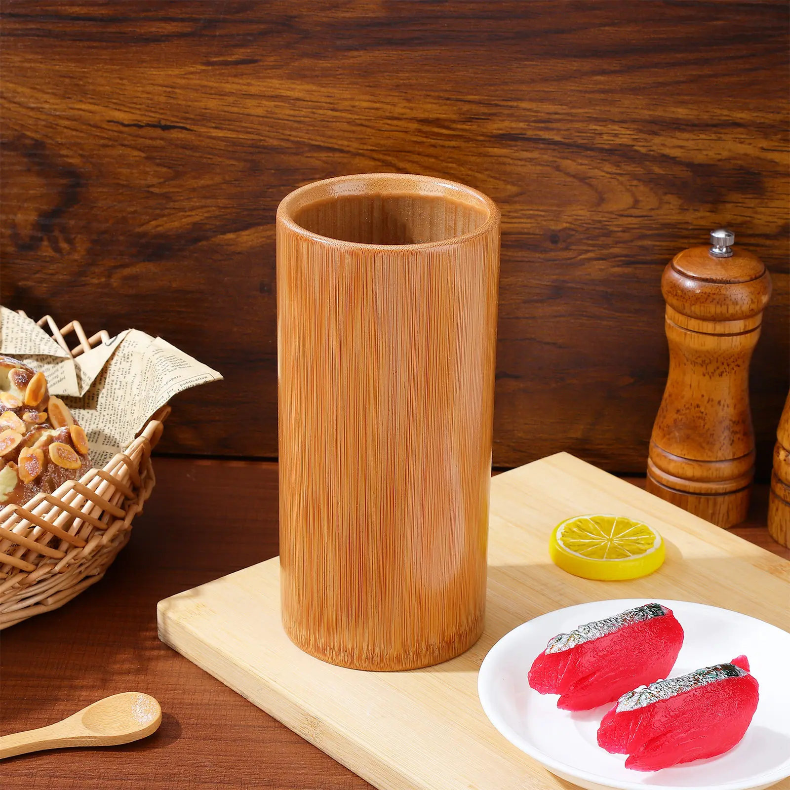 Bamboo Chopsticks Storage Holder 20cm Minimalist Kitchen Organizer for Spoons Forks Tongs Whisk Ladle