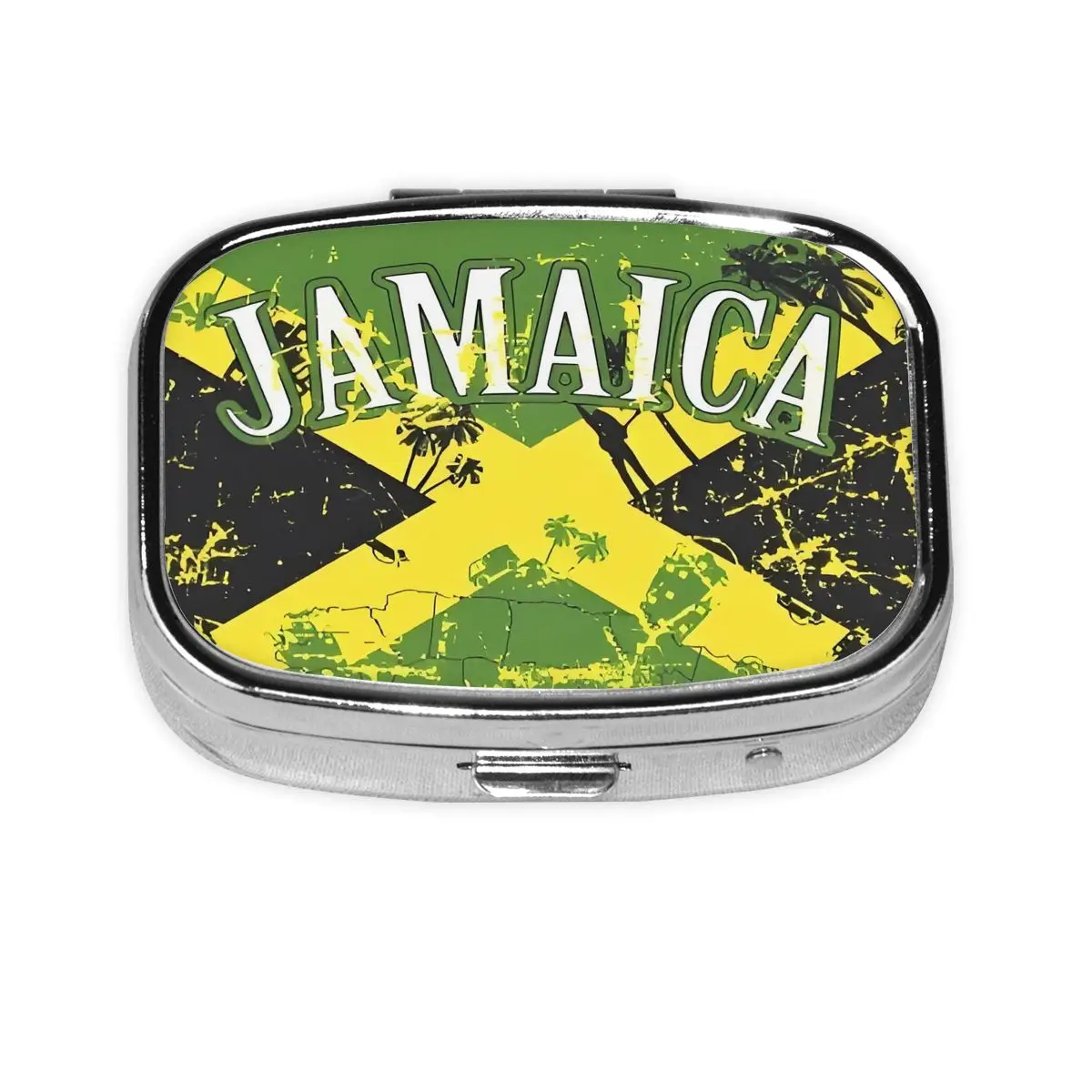 

Классические мини-портативные чехлы для таблеток Ямайки, 2 отделения, держатель для лекарств с флагом Ямайки, чехол для хранения, коробка для таблеток для путешествий