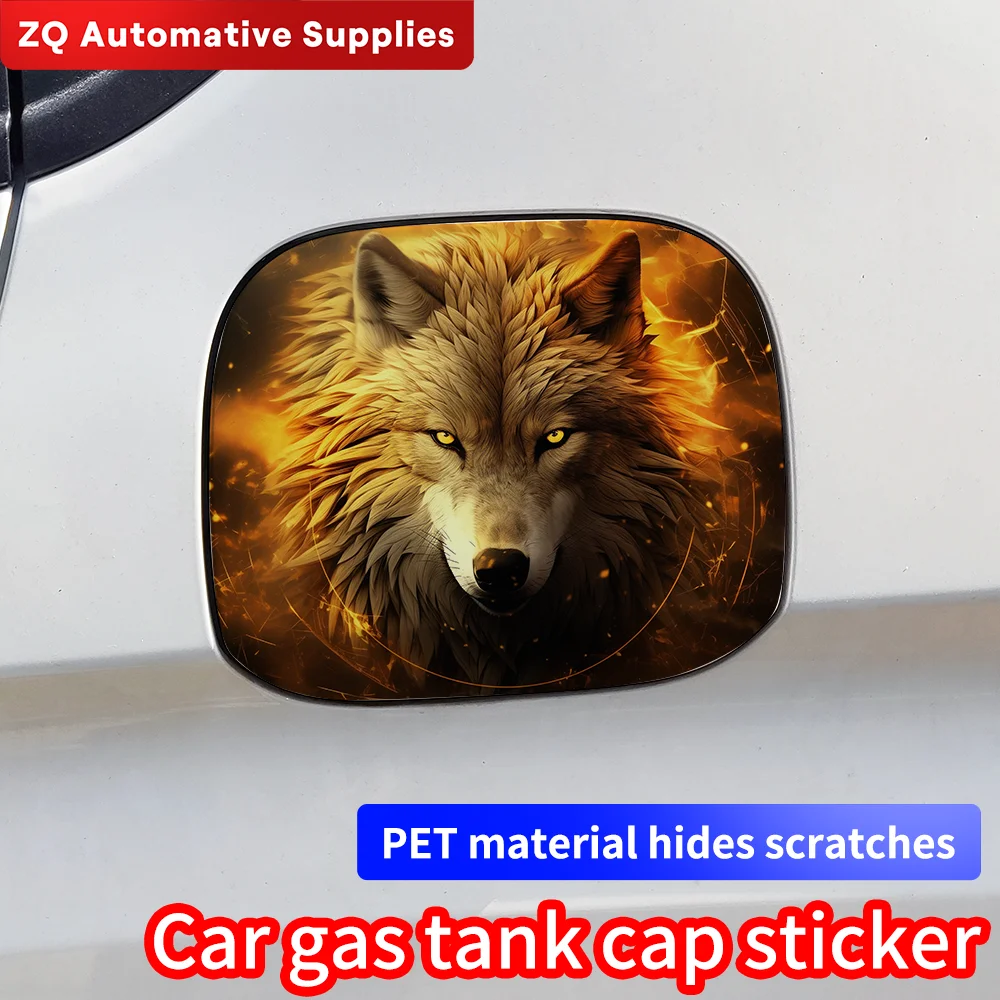 Cool Wolf pegatinas para coche, cubierta de tapa de tanque de combustible y aceite, antiarañazos embellecedora pegatina, impermeable, protector solar, calcomanía de consumo de combustible