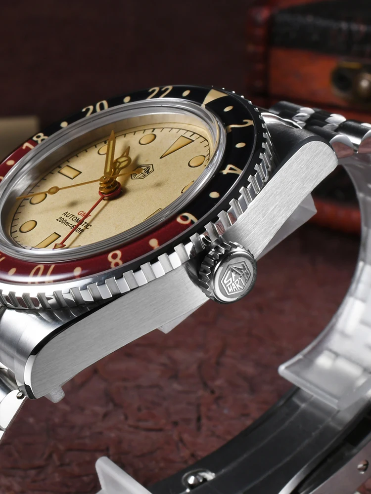 San Martin New 40mm Vintage Sports Style NH34 Automatic Mechanical Men Watch Bidirectional Sapphire Glass Bezel 20 Bar SN0005