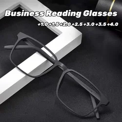 Men's Ultralight TR90 Frame Reading Glasses Titanium Alloy Anti Blue Light Business Eyewear Comfortable Far Sighted Eyeglasses
