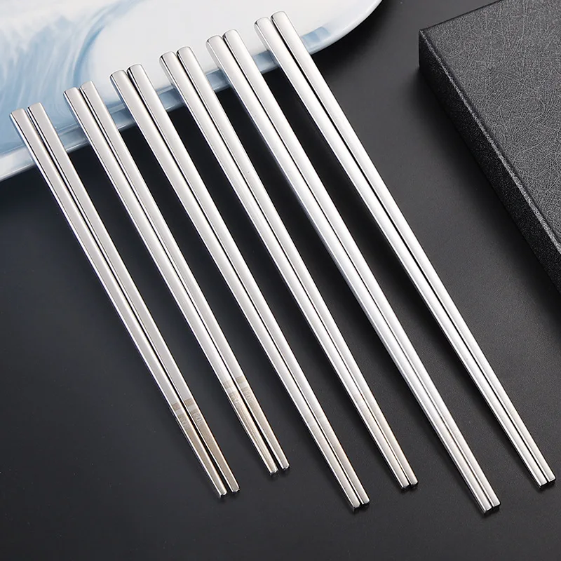 Jenny&Dave304 stainless steel chopsticks, Korean style household all square chopsticks, male chopsticks, family personal use 304