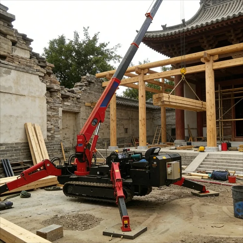 Customized 3 Ton Mini Spider Crane Small Hydraulic Crawler Crane Telescopic Boom Compact Lifting Equipment for Factory