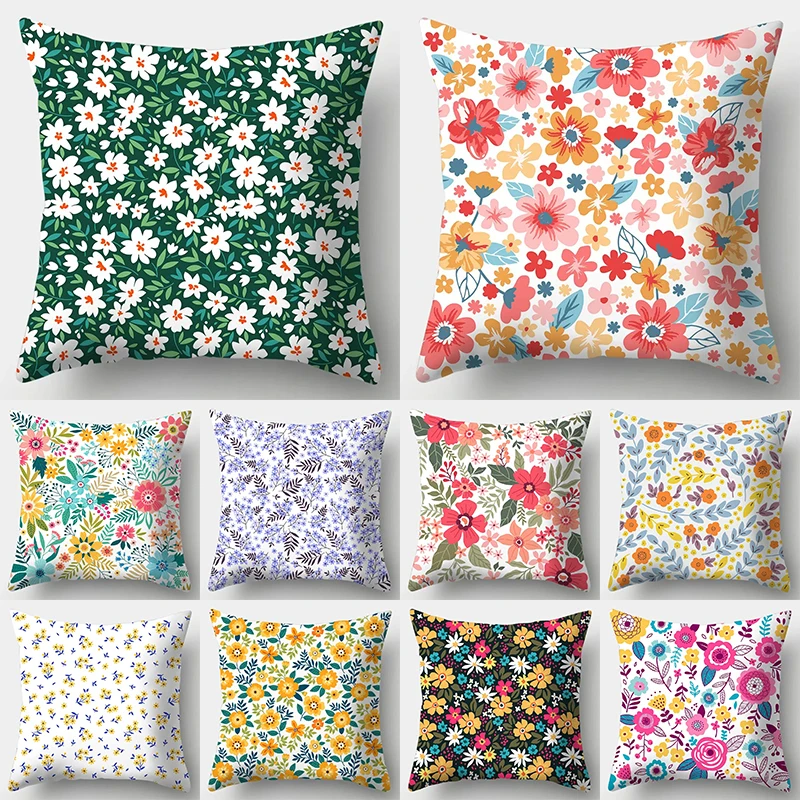 

Floral series printed pillowcase modern home bedroom living room sofa cushion cover 45x45cm peach skin pillowcase gift