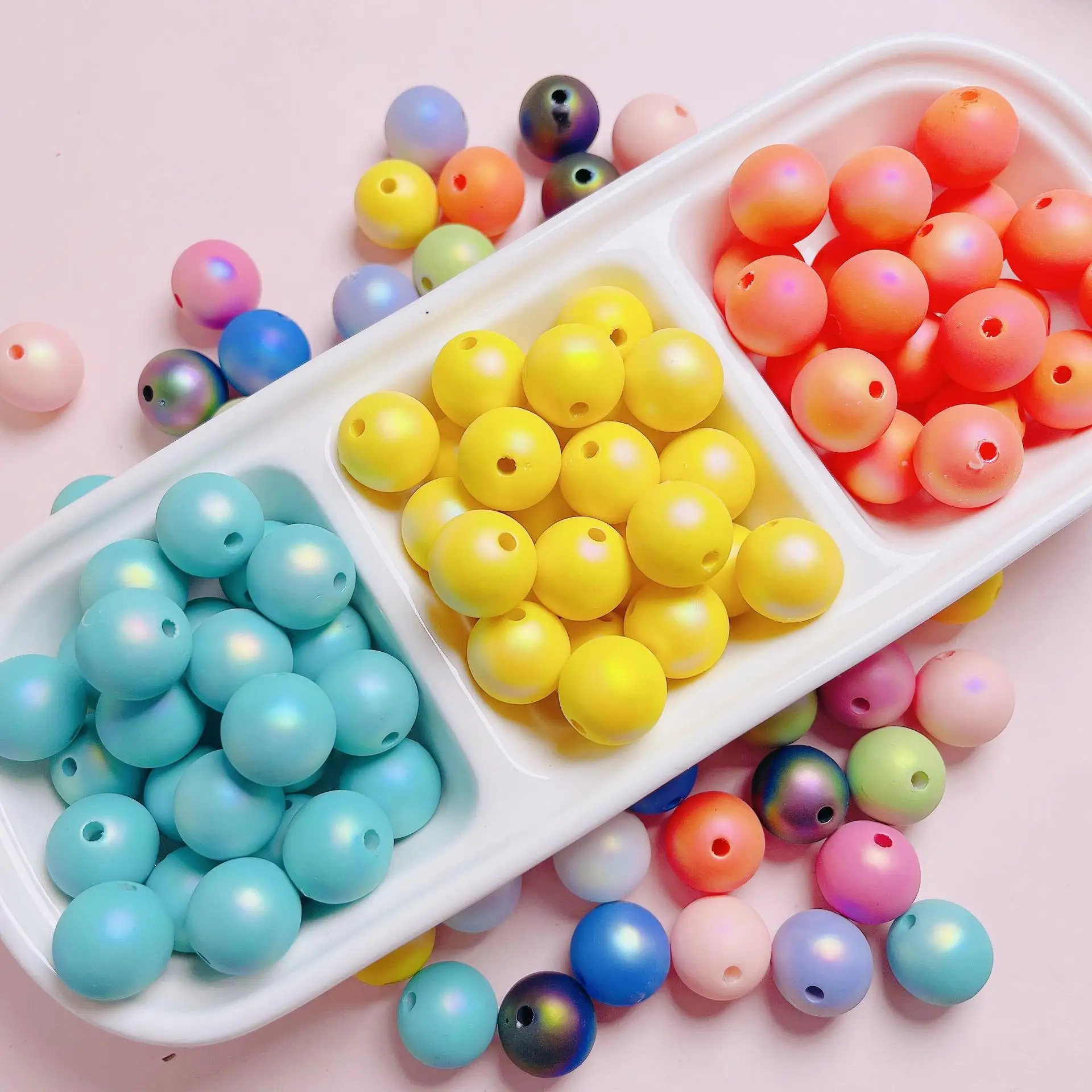 10pcs/lot High Quality AB Rubber Colors Acrylic Round Gumball Beads 16mm Ornament Accessories Necklace Earring Bracelet Craft