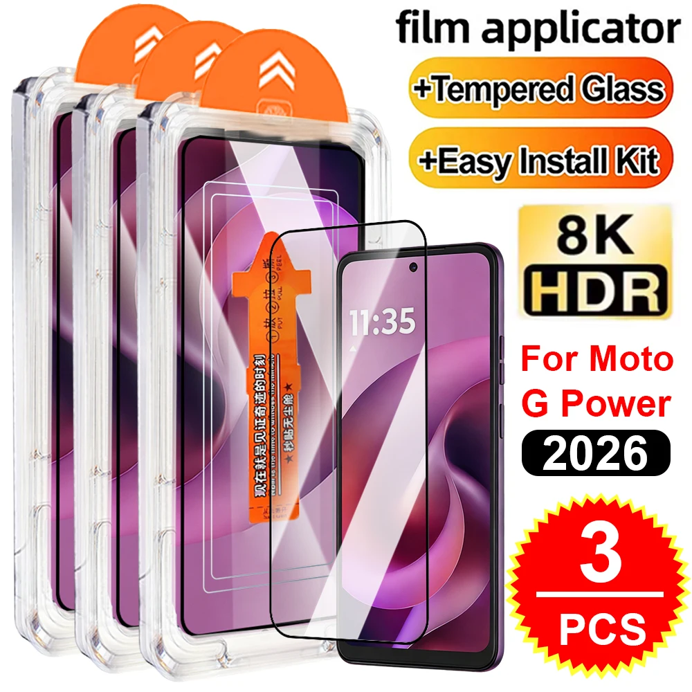 

1-3 комплекта защитных пленок для экрана Moto G Power 2026, без пыли, простая установка, закаленное стекло, защита от царапин, прозрачная HD-пленка