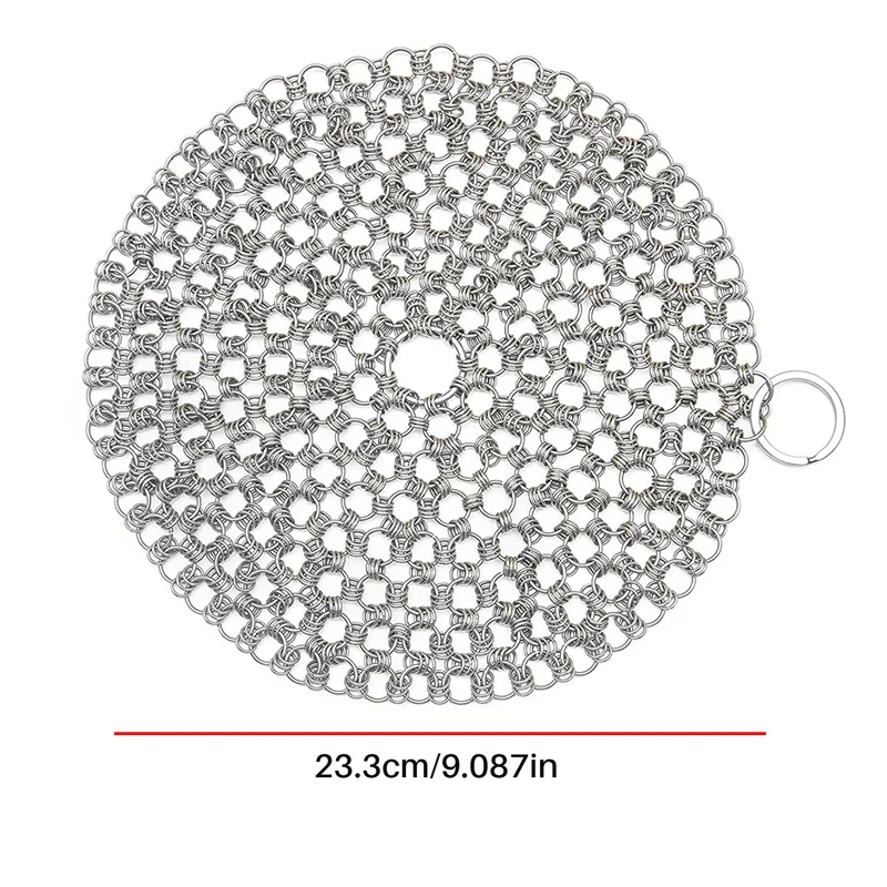 Cast Iron Cleaner,Stainless Steel Chainmail Scrubber,Easy Cleaning For Pans,Dutch Ovens,Grills Griddle