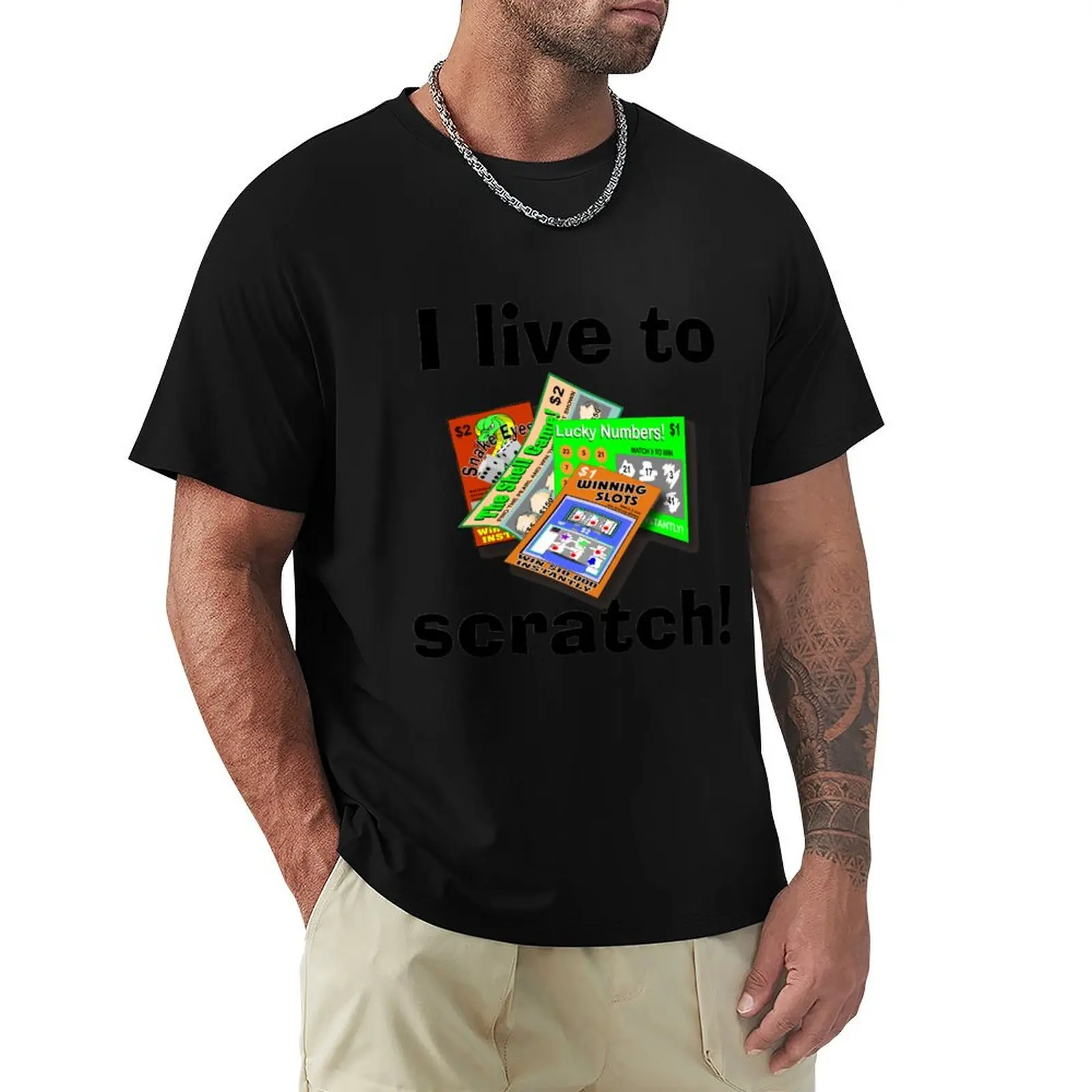 Lucky Lottery Scratch Off T-Shirt Big Size Loose Fit Tee Shirt