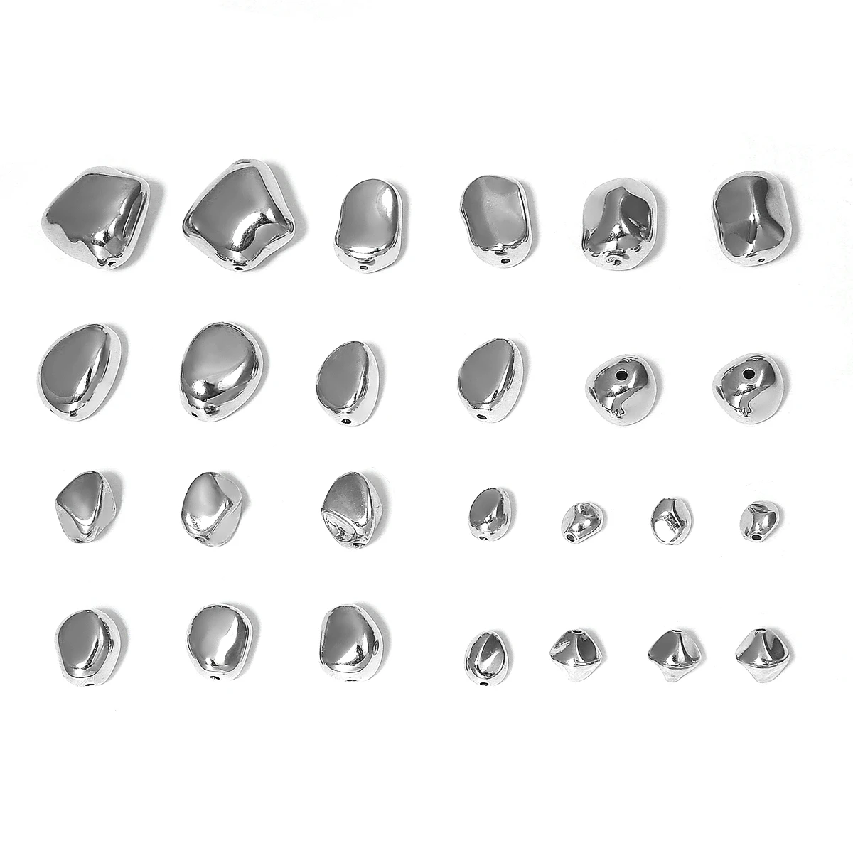 10-50pcs/Lot Silver Rhodium Plated Different Shapes CCB Loose Beads for DIY Jewelry Making Necklace Bracelet Accessories