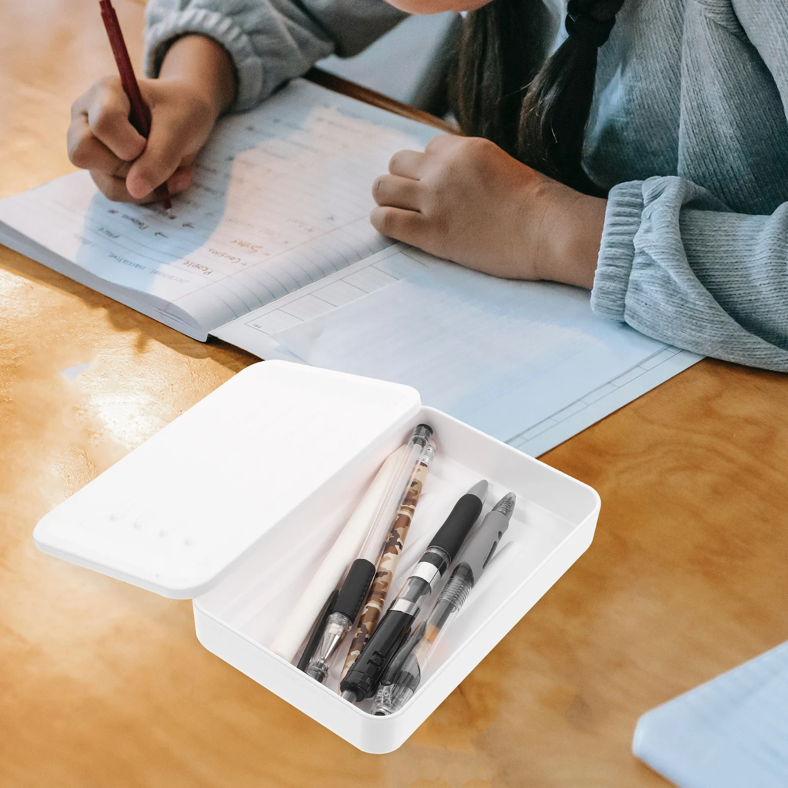 Scatola per matite multifunzione di grande capacità, custodia per penne in plastica durevole, organizer per forniture per ufficio scolastico