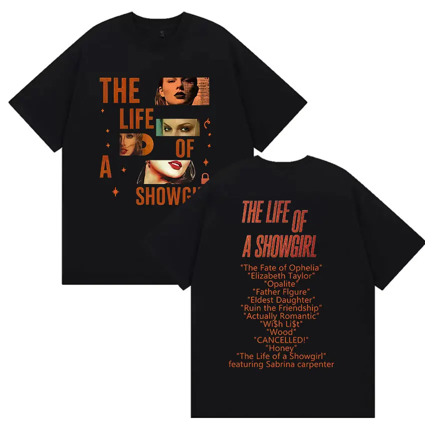 

The Life of A Showgirl Album 2025 Pattern T-shirt Summer New Men's Women's Hip Hop Short Sleeve Cotton Fashion Clothing T-shirt