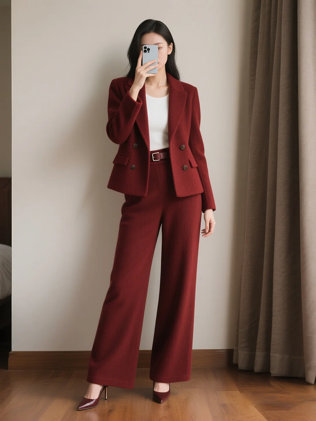 

Ele Vintage High-End Women's Suiting Two-Piece Set Early Spring Faion Casual Sle Polyester Fiber Long Pants Jaet