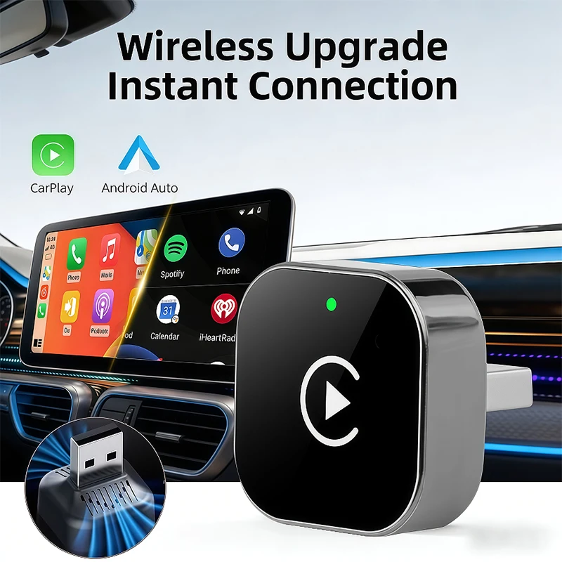 VYVYLABS Upgraded Wireless CarPlay Adapter Mini Box USB Plug-and-play No Delay for iPhone 6 and Android 11 Above Auto Adapter