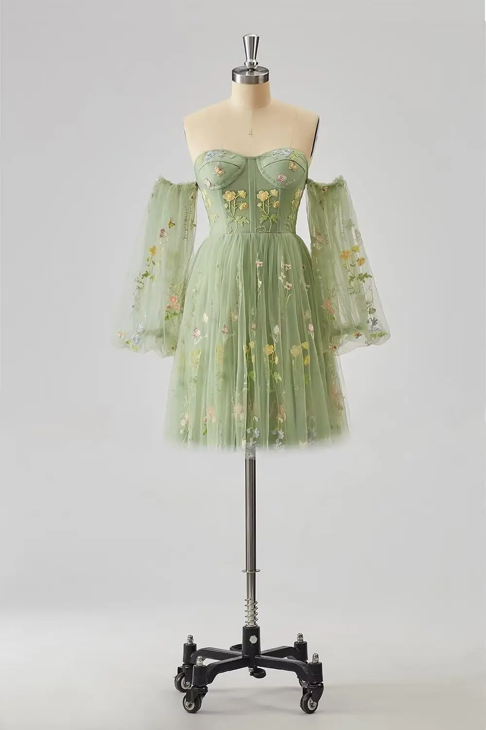 Robes de soirée bouffantes brodées de fleurs pour adolescents, courtes en Tulle, longueur aux genoux, robes de bal, robe de remise de diplôme, Mini robe