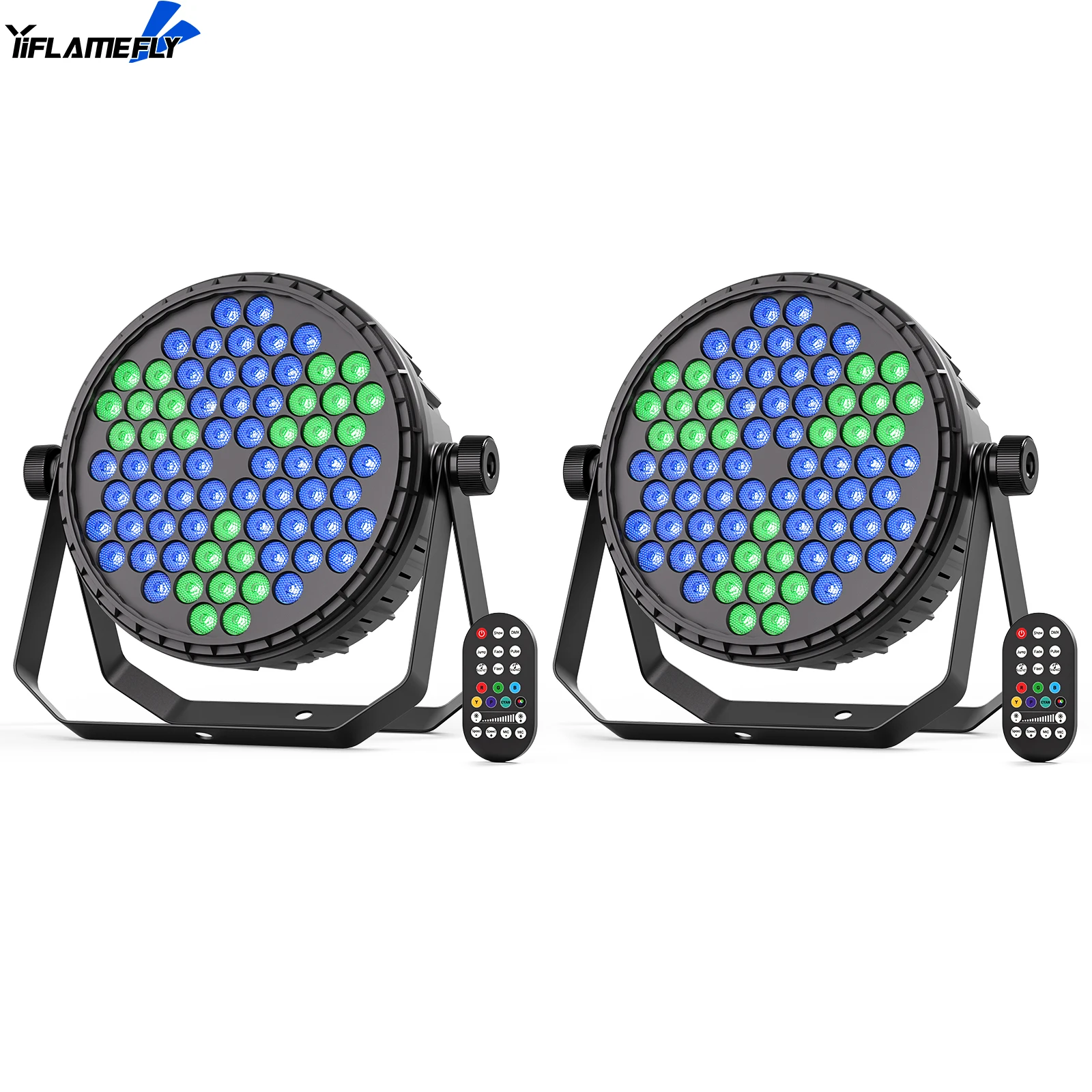 

Yiflamefly 2Pcs 72*3W RGB LED Par Light with Remote Control，DMX512 Control Auto Sound-Active Modes for Stage Club KTV Lighting