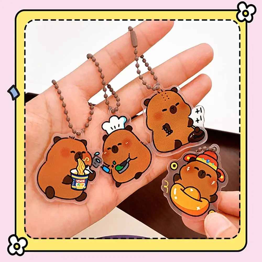 Trendy Cartoon Capybara Keychain Pendant Cute Acrylic Capybara Bag Pendant Acrylic Keychain for Girl