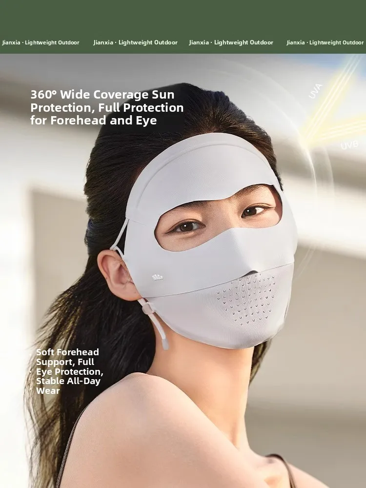 

Bananain Women's Full Face Sunshade Mask Breathable UV Protection Cycling Face Towel Medical Beauty Face Mask Ear Hanging Style