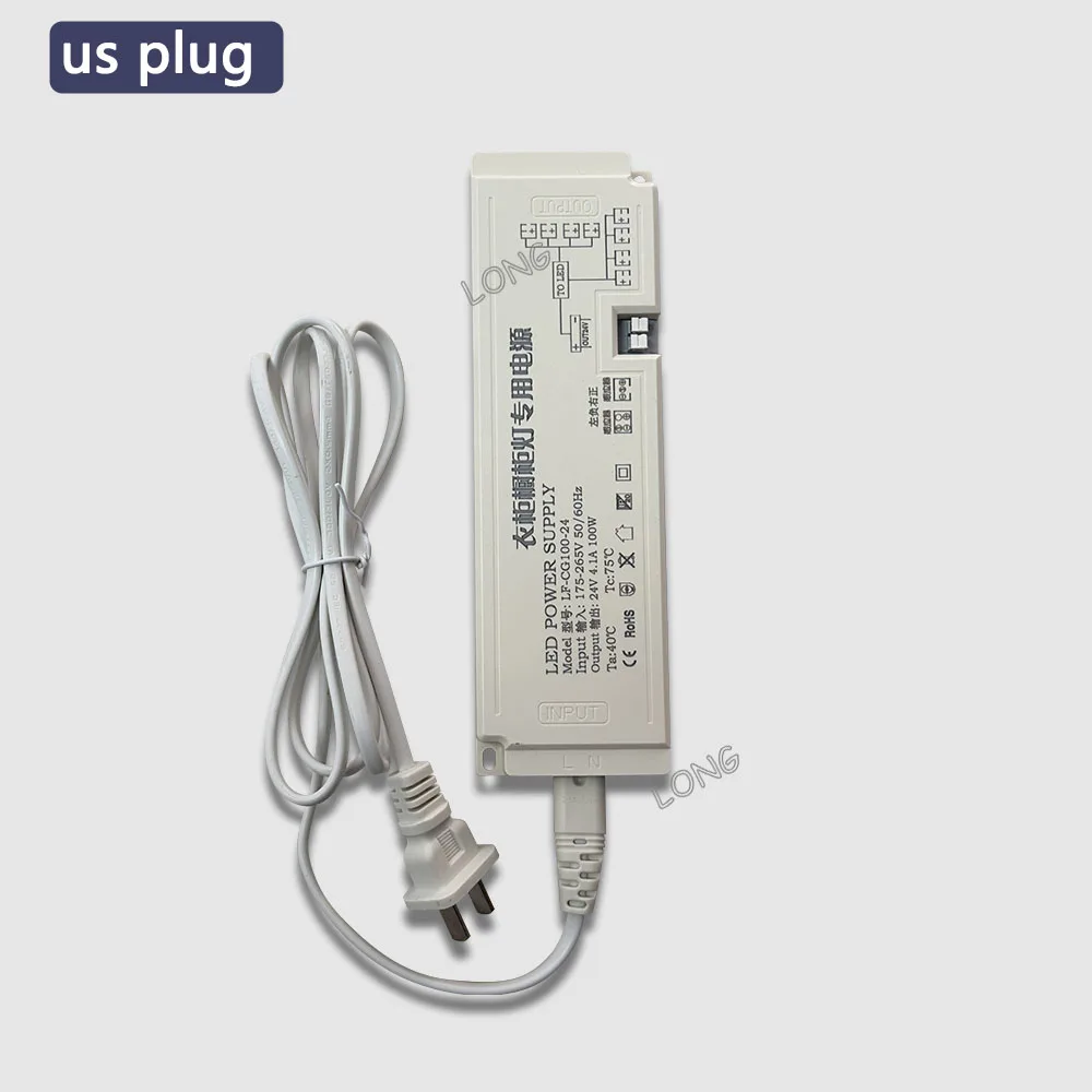 LED Driver with 2-Pin for Wardrobe/Cabinet LED Lights, 12V/24V Wide Voltage 110V-220V Power Supply, Full Load & Accurate Wattage