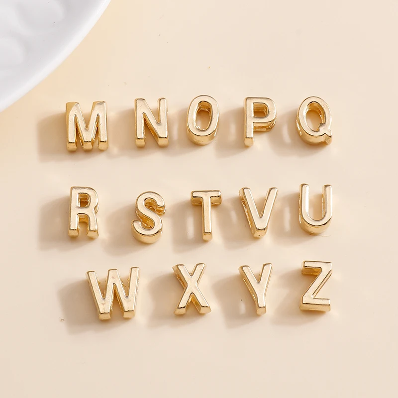 Leslie Mixed 20 Stück Goldfarbe 26 A-Z Buchstaben Charms Perlen Metalllegierung Alphabet Anhänger DIY Halskette Armband Ohrringe Markierung – Detail 3