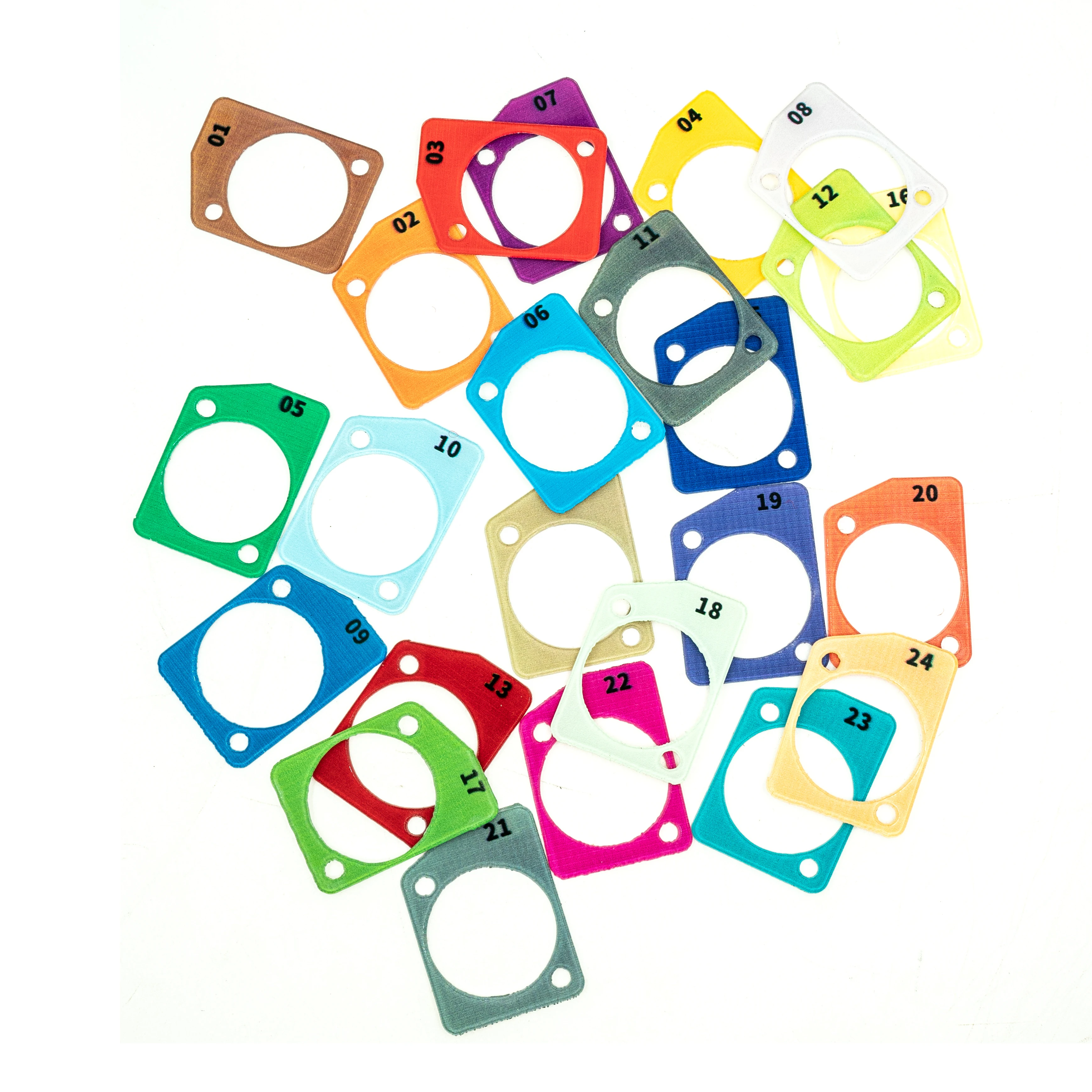 Colored numeric labels for D-sub connectors, suitable for 19-inch 1U/2U rack panels and 86-type panels.