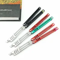 Balisong Training Folding Knife 440C Blade Aluminum Alloy Handle Outdoor Trainer Tanto EDC Pocket Knives Multi Tool