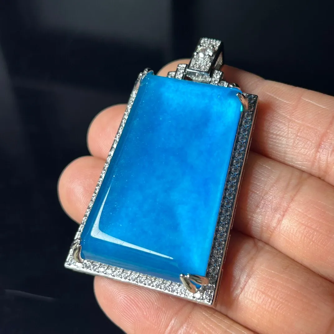 

Certified Nature Ice Blue Jade Jadeite carving nothingcards Pendants & Necklaces