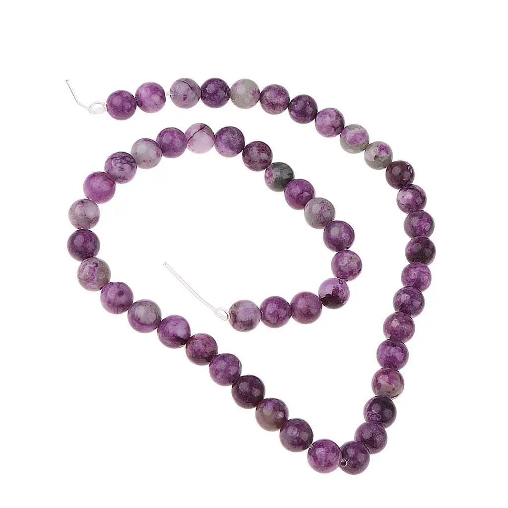 8mm 보라색 차로이트 라운드 보석 스톤 루즈 비즈 15.5" 공예 DIY 쥬얼리 만들기