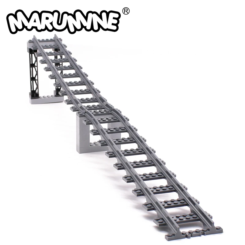 

Marumine MOC Train Track Ramp Uphill MOC Railway Idea Bridge Bricks Model Kit Compatible 53401 Christmas Construction Blocks