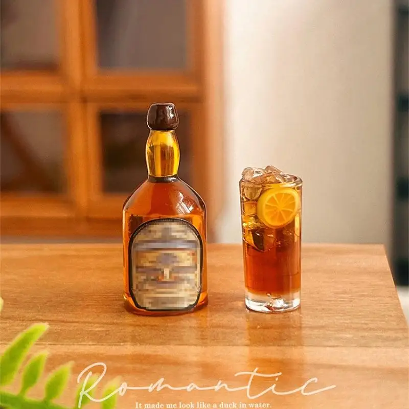 

1/2Pcs Mini Resin Whisky Wine Bottle Long Island Iced Tea Simulation Model DIY Decoration 1/12 Dollhouse Miniature Accessories