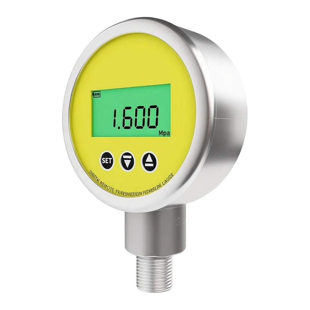 Automatic Pressure Stabilization Pressure Gauge Yellow Digital Pressure Gauge Stainless Steel Wetted Structure