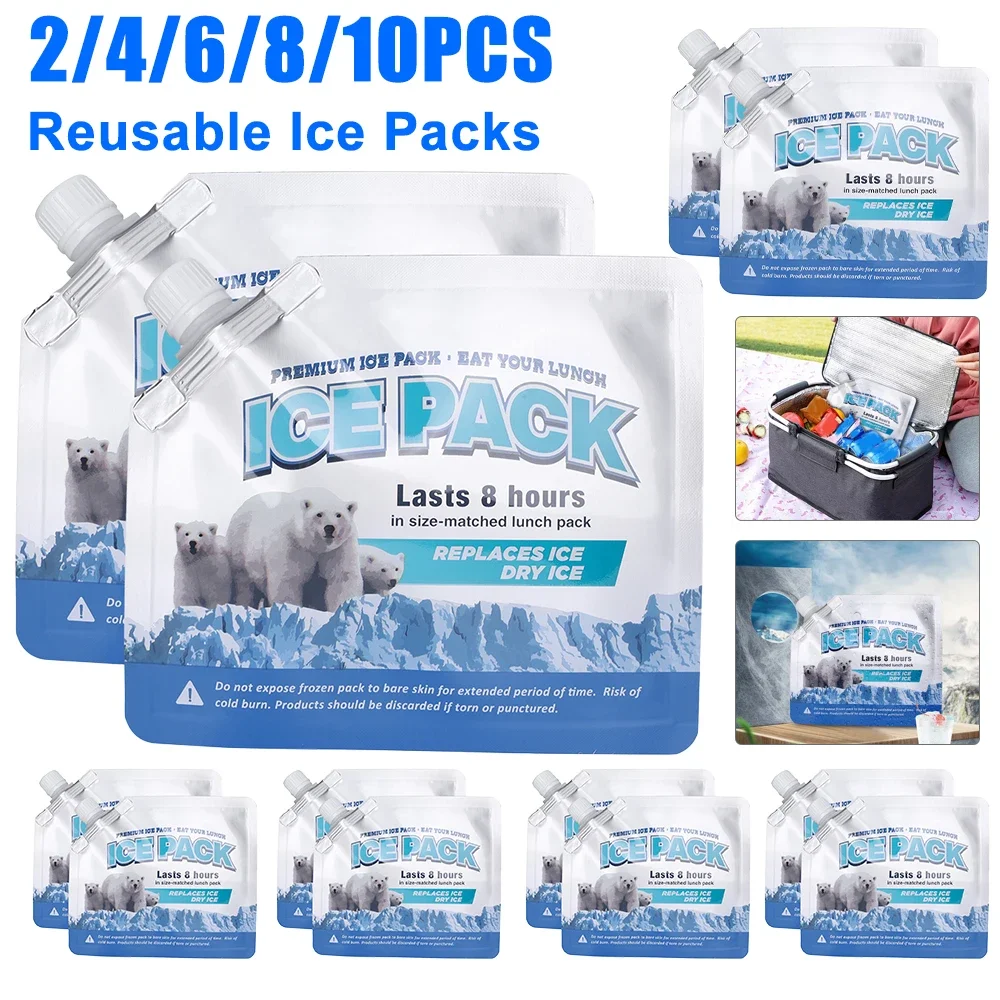 Reusable Ice Packs Up To 48 Hours Gel Water Filled Ice Pack Long Lasting Gel Cooling Bag for Beach Road Trips